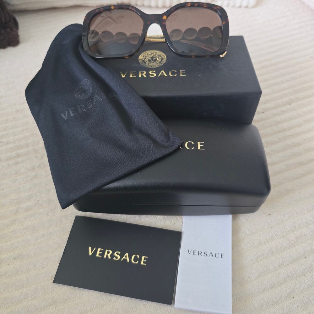 ersace Medusa Medallion Tortoise Sunglasses